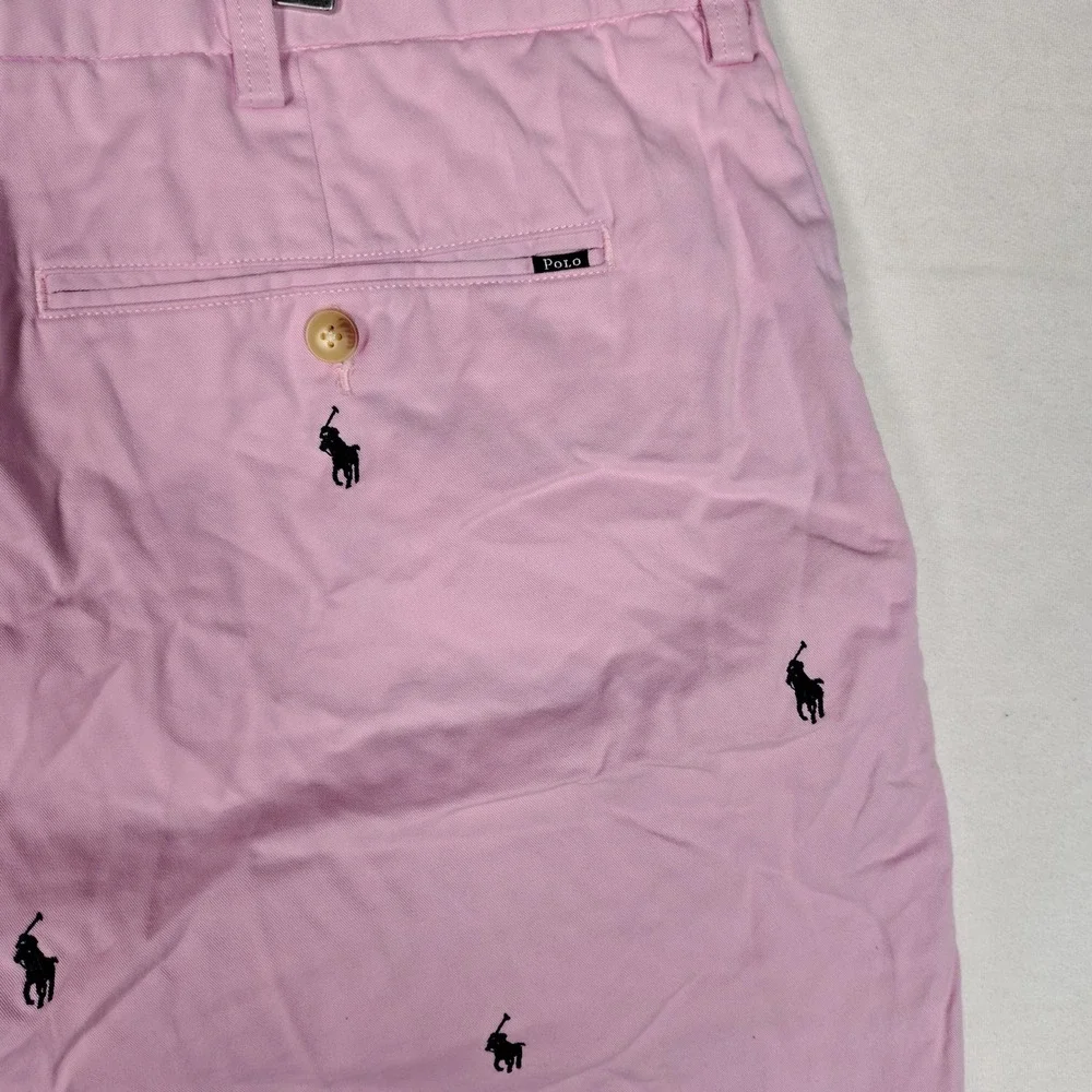 Polo Ralph Lauren Mens Pink All Over Pony Embroidered Stretch Classic Fit Shorts